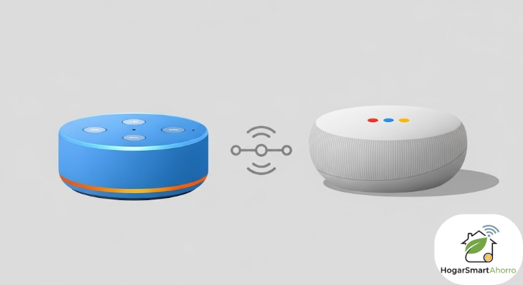 imagen destacada asistentes de voz inteligentes con logo Hogar Smart Ahorro